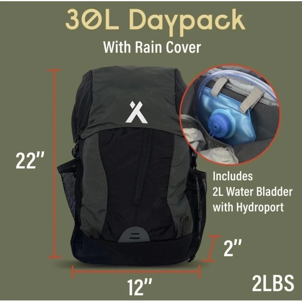 Bear Grylls 30L Hiking‎ Hydration Backpack Waterproof Daypack Camping Gray Black